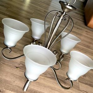 silver 5 bulb chandelier